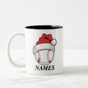 Personalised Name Christmas Baseball Santa Hat Two-Tone Coffee Mug