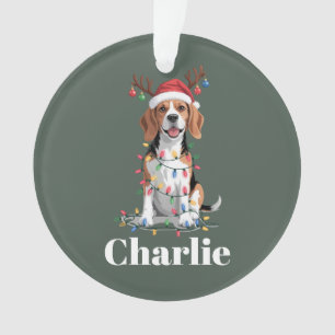 Personalised Name Christmas Beagle Dog Lover Ornament