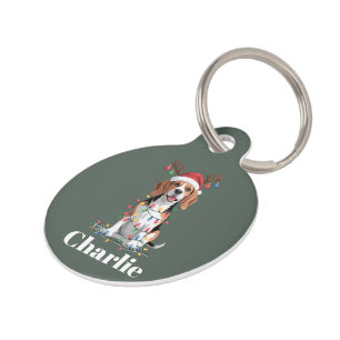 Personalised Name Christmas Beagle Dog Lover Pet Tag