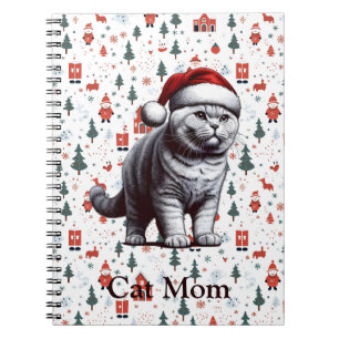 Personalised Name Christmas British shorthair Cat Notebook