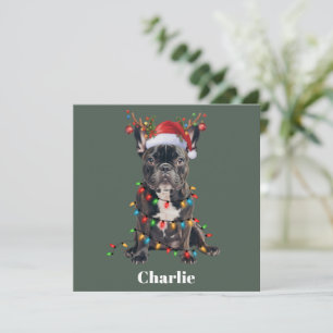 Personalised Name Christmas French Bulldog Dog  Holiday Card