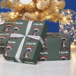 Personalised Name Christmas French Bulldog Dog  Wrapping Paper