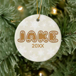 Personalised Name Christmas Gingerbread Cookies Ceramic Ornament