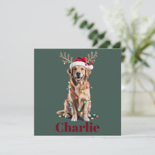 Personalised Name Christmas Golden Retriever Dog Holiday Card