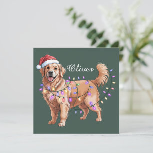 Personalised Name Christmas Golden Retriever Dog  Holiday Card