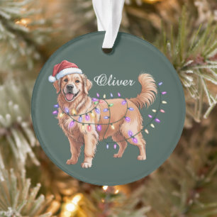 Personalised Name Christmas Golden Retriever Dog  Ornament