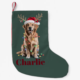 Personalised Name Christmas Golden Retriever Dog Small Christmas Stocking