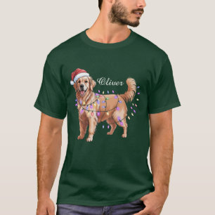 Personalised Name Christmas Golden Retriever Dog T-Shirt