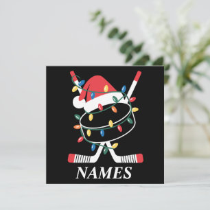 Personalised Name Christmas Hockey Xmas Santa Hat Invitation