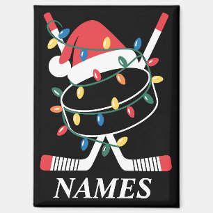 Personalised Name Christmas Hockey Xmas Santa Hat Magnet
