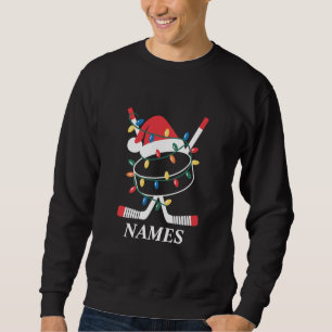 Personalised Name Christmas Hockey Xmas Santa Hat Sweatshirt