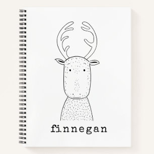 Personalised Name Christmas Reindeer Playful Art Notebook