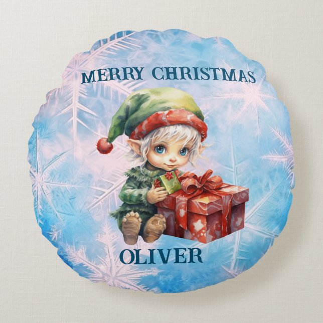 Personalised name Christmas Round Cushion (Front)