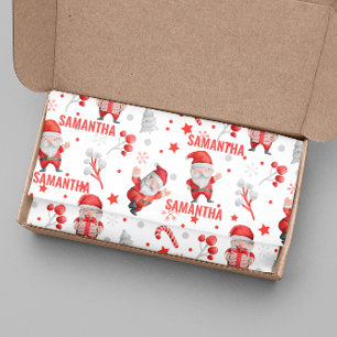 Personalised Name Christmas Santa Pattern Tissue Paper