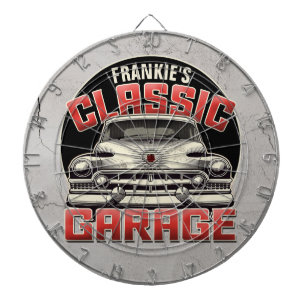 Personalised NAME Classic Car Garage Custom Shop Dartboard