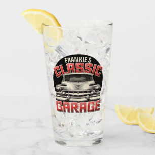 Personalised NAME Classic Car Garage Custom Shop Glass