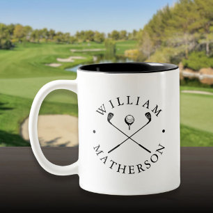 Personalised Name Classic Golf Clubs Two-Tone Coffee Mug