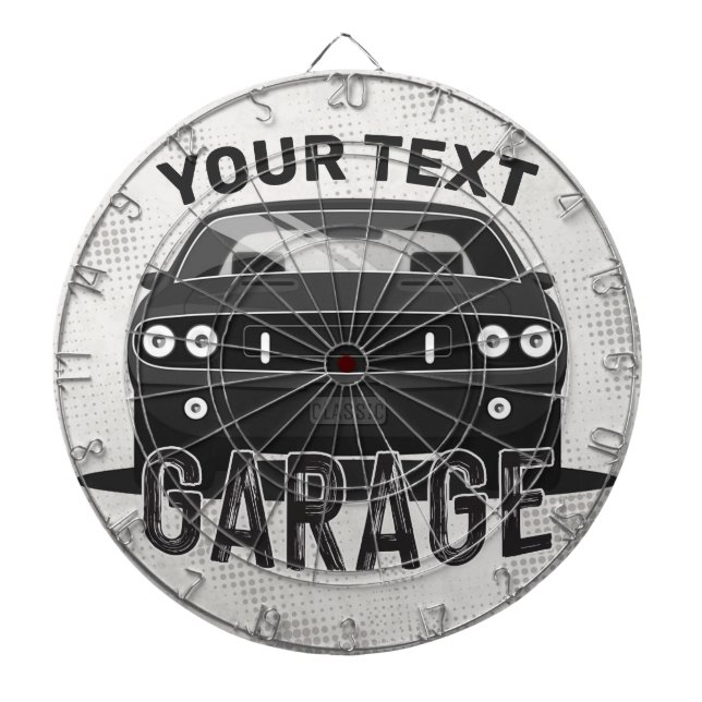 Personalised NAME Classic Muscle Car Garage Retro Dartboard (Front)