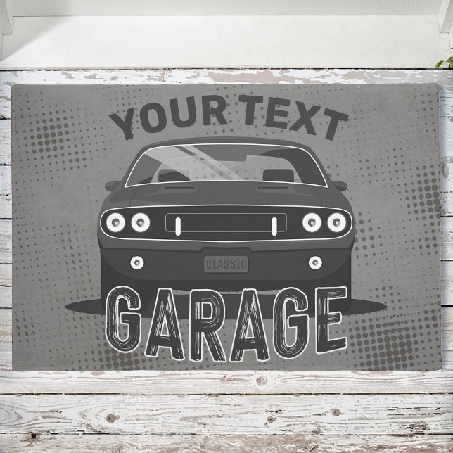 Personalised NAME Classic Muscle Car Garage Retro Doormat (Creator Uploaded)