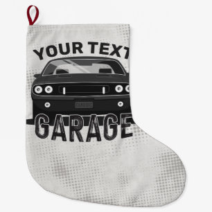 Personalised NAME Classic Muscle Car Garage Retro Large Christmas Stocking