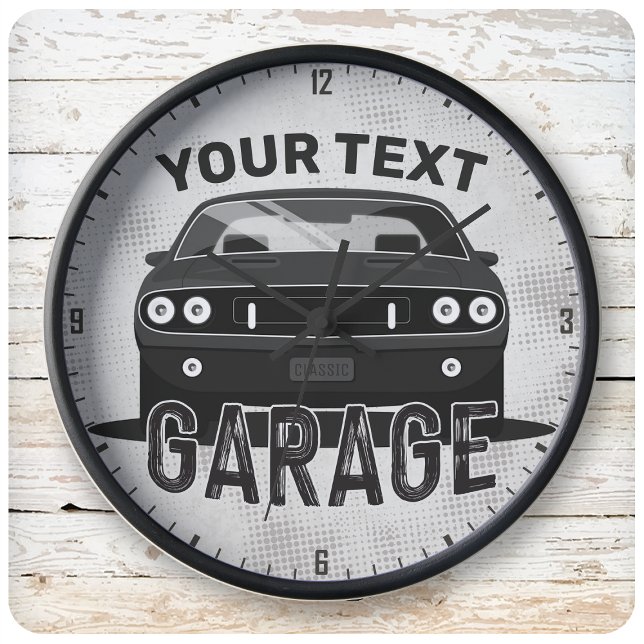 Personalised NAME Classic Muscle Car Garage Retro Large Clock (Creator Uploaded)