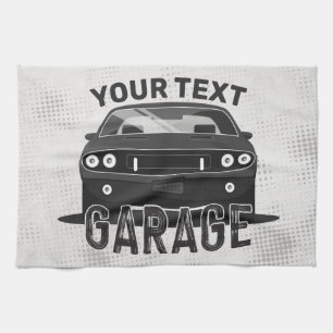 Personalised NAME Classic Muscle Car Garage Retro Tea Towel