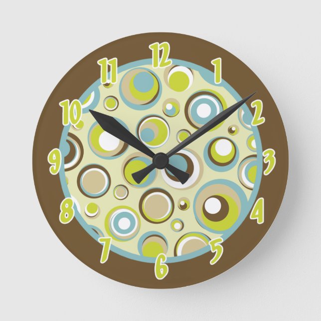 Personalised Name Clock 1970’s Retro Circle (Front)