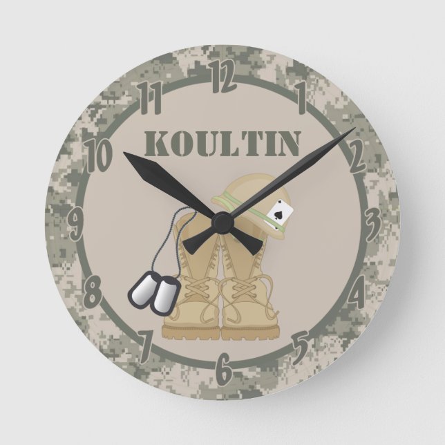 Personalised Name Clock ARMY ACU Camoflauge Camo (Front)