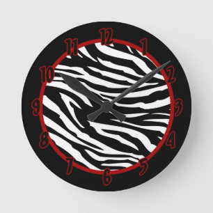 Personalised Name Clock Black White Zebra Print