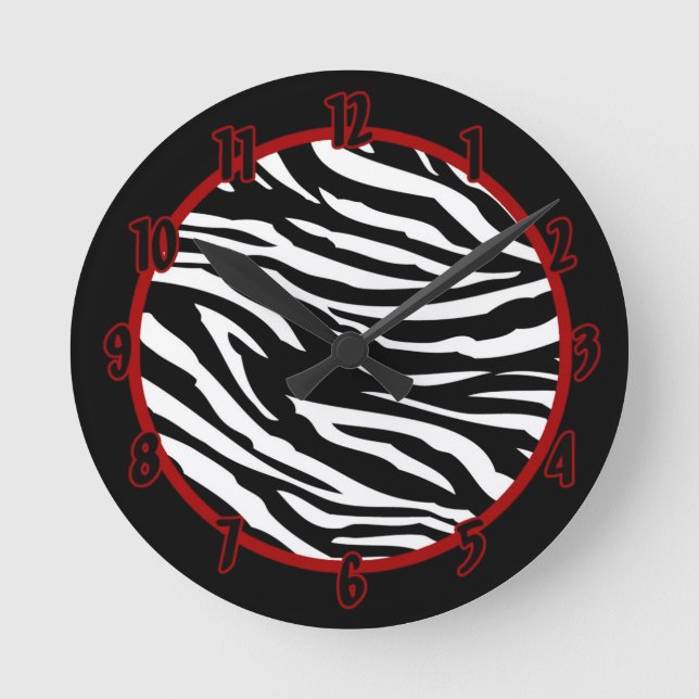 Personalised Name Clock Black White Zebra Print (Front)