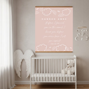 Personalised Name Cloud Jeremiah 1:5 Nursery pink Hanging Tapestry
