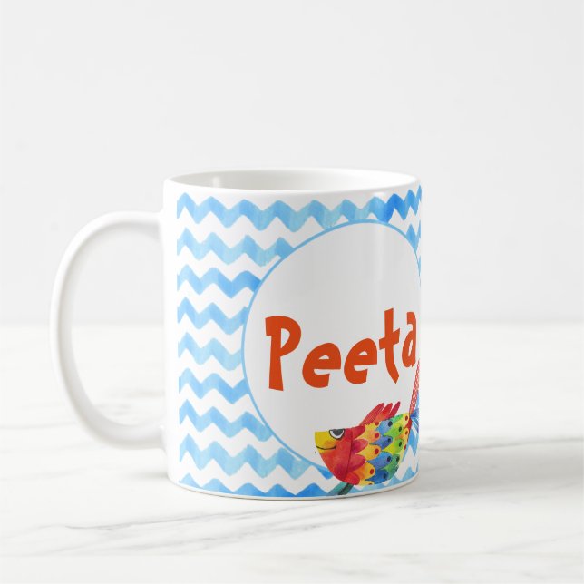 Personalised Name Coffee Mug Sea Watercolor Child (Left)