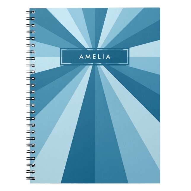 Personalised Name Colour Wheel Shades of Blue Notebook (Front)