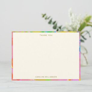 Personalised Name Colourful Abstract Paint Border Thank You Card