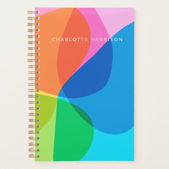 Personalised Name Colourful Abstract Playful Chic Planner (Front)