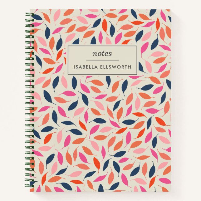 Personalised Name Colourful Botanical Writing  Notebook (Front)