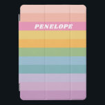 Personalised Name Colourful Bright Pastel Stripes iPad Pro Cover<br><div class="desc">This stylish iPad case features a whimsical design of simple stripes in a bright candy rainbow palette. Personalise it with your name. Great gift idea!</div>
