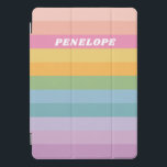Personalised Name Colourful Bright Pastel Stripes iPad Pro Cover<br><div class="desc">This stylish iPad case features a whimsical design of simple stripes in a bright candy rainbow palette. Personalise it with your name. Great gift idea!</div>