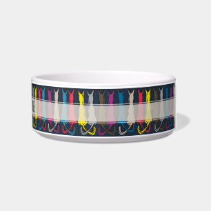 Personalised Name Colourful Cats Silhouette Bowl