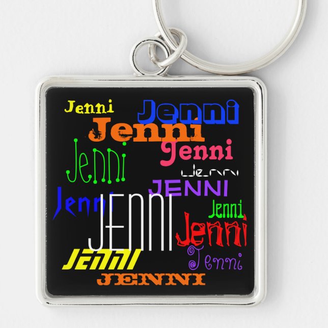 Personalised Name Colourful Collage Keychain (Front)