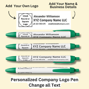 Personalised Name Company Name & phone email Green Blue Ink Pen