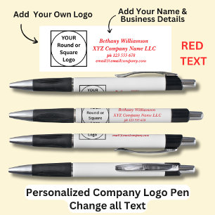 Personalised Name Company phone email, Red Text