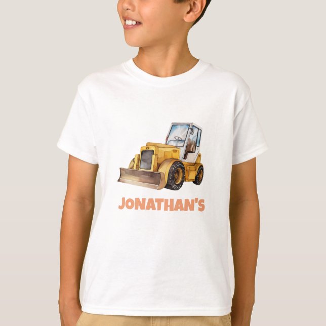Personalised Name Construction Vehicle Bulldozer T-Shirt (Front)
