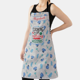 Personalised Name Cooking Up Holiday Mischief Apron