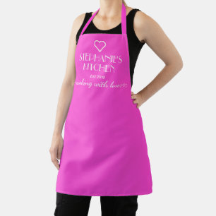 Personalised Name Cooking With Love Pink Apron