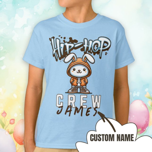 Personalised Name Cool Easter Hip-Hop Crew Bunny  T-Shirt (Personalized Name Cool Easter Hip-Hop Crew Bunny T-Shirt.)