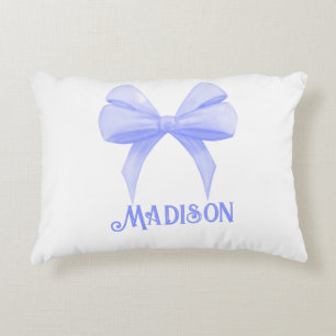 Personalised Name Coquette Purple Bow Accent Pillo Decorative Cushion