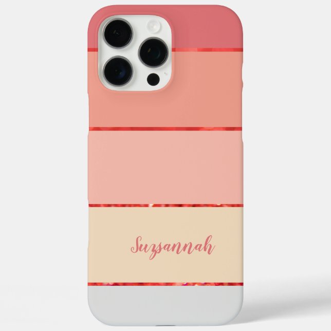 Personalised Name Coral Stripe Colour Palette Chip Case-Mate iPhone Case (Back)