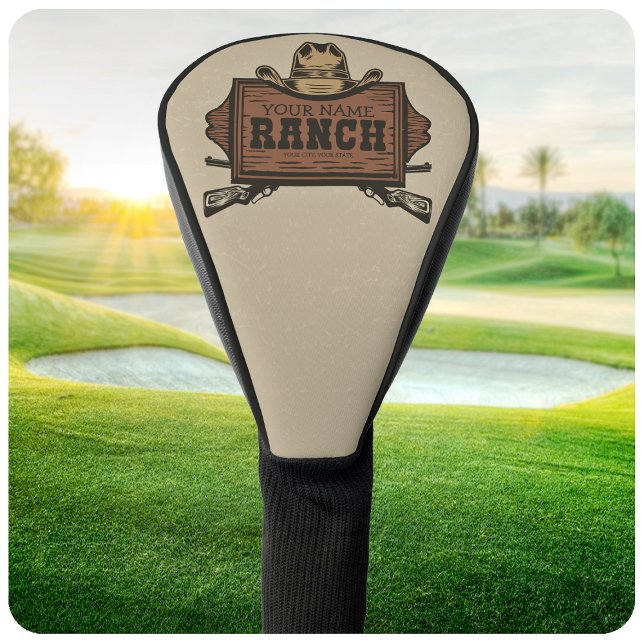 Personalised NAME Cowboy Guns Western Ranch Sign  Golf Head Cover (Creator Uploaded)