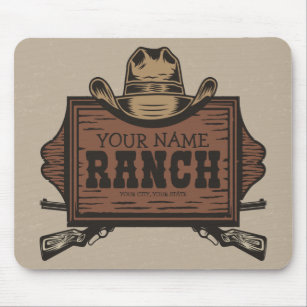 Personalised NAME Cowboy Guns Western Ranch Sign  Mouse Pad
